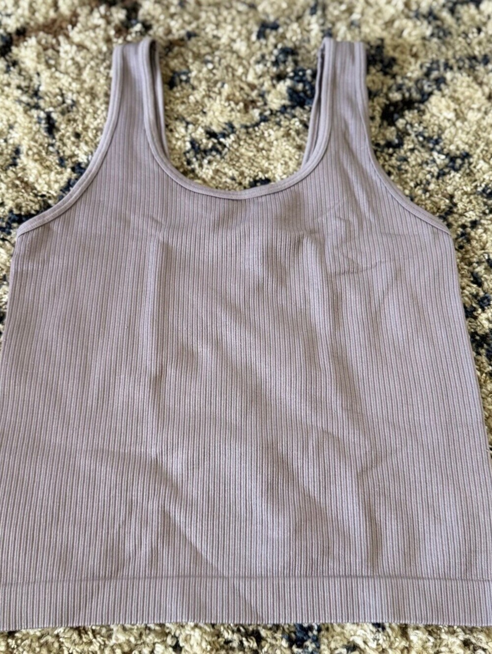 A New Day Taupe Ribbed Tank Top Womens Medium Scoop Neck Stretch Neutral